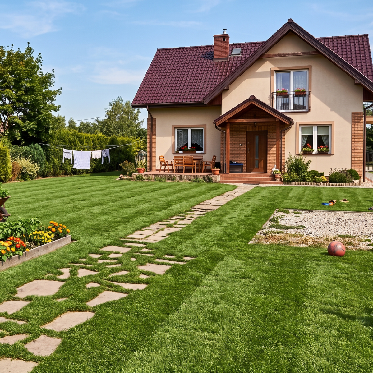 Perfekcyjny, gęsty trawnik po montażu darni Eurograss